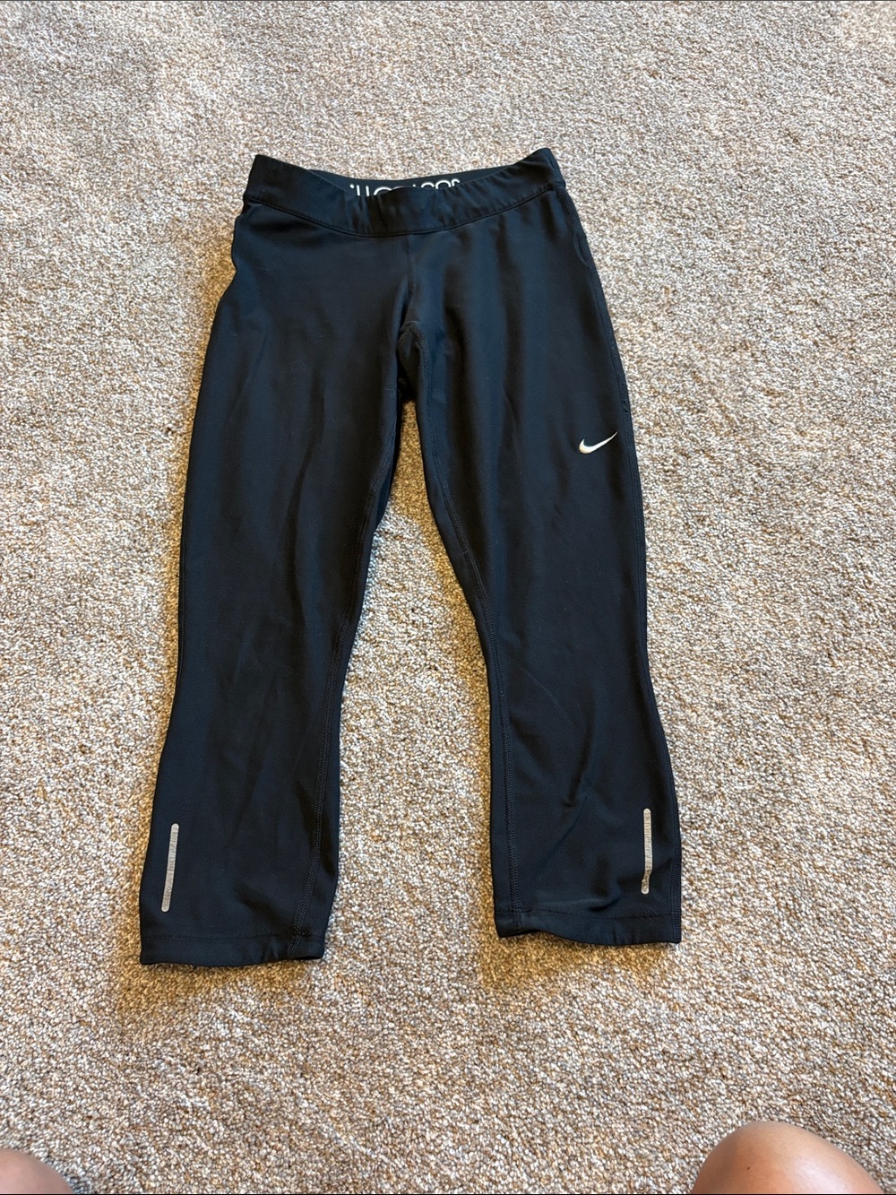 Nike Black Capri Leggings with Reflective Accents